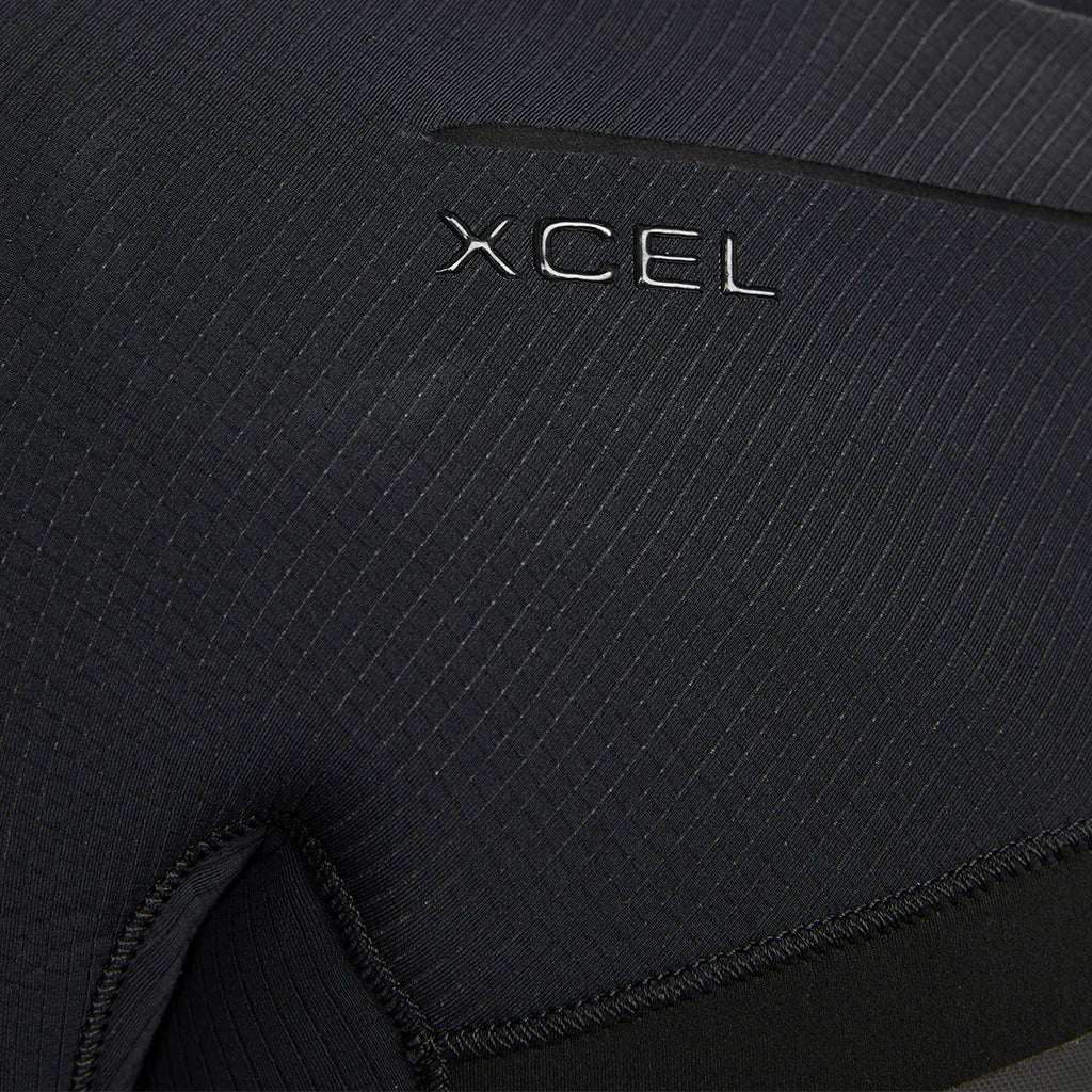 Exterior fabric detail of Xcel Men’s Drylock 3/2mm Chest Zip Steamer Wetsuit in black shed nine