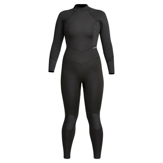 Xcel Women’s Axis 4/3mm black back zip winter wetsuit front view shed nine