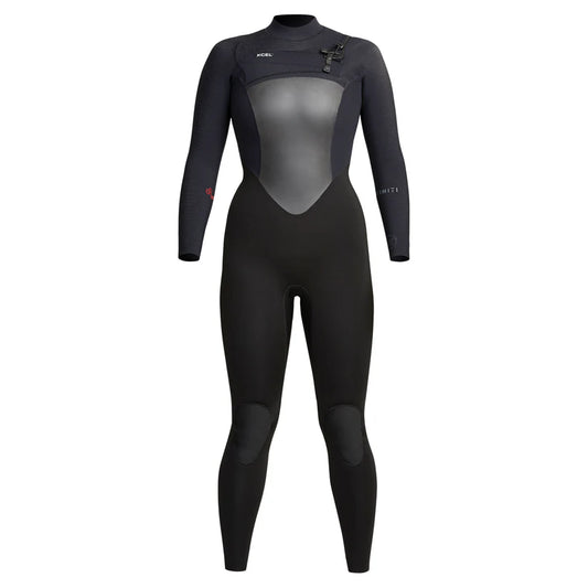 Xcel Women’s Infiniti Front Zip 4/3mm Full Wetsuit in black front view Shed Nine