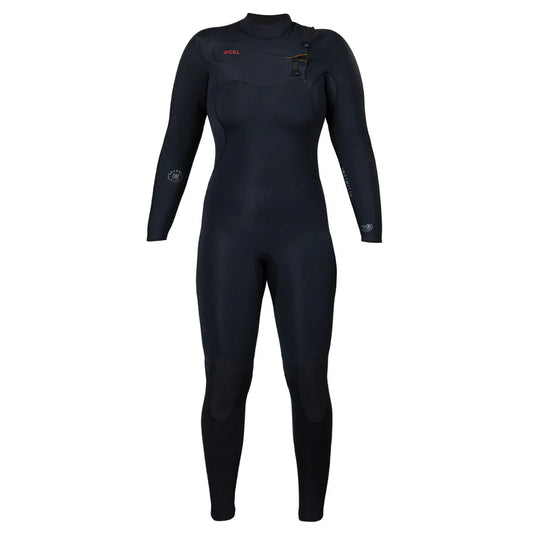 Xcel Women’s Infiniti Front Zip 4/3mm Full Wetsuit in black front view Shed Nine 2