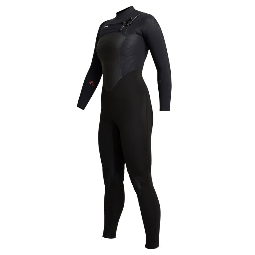 Product front view of Xcel Women’s Infiniti Front Zip 4/3mm Full Wetsuit in black Shed Nine