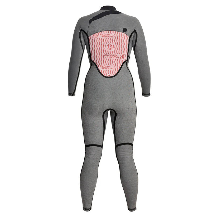 Xcel Women’s Infiniti Front Zip 4/3mm Full Wetsuit in grey back view Shed Nine