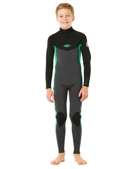 Xcel Youth Axis 3/2 Steamer Wetsuit in Neon Green front view shed nine