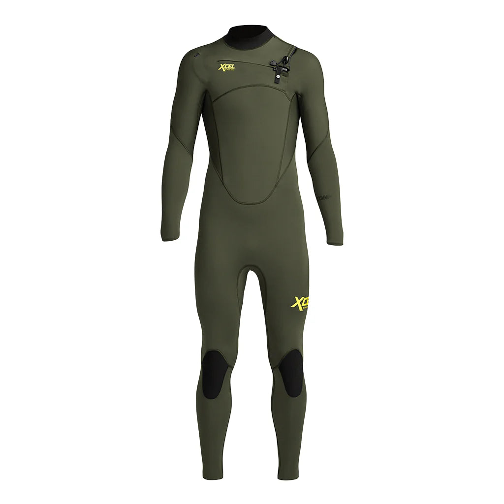 Xcel youth dark forest 3/2mm chest zip steamer wetsuit front view shed nine