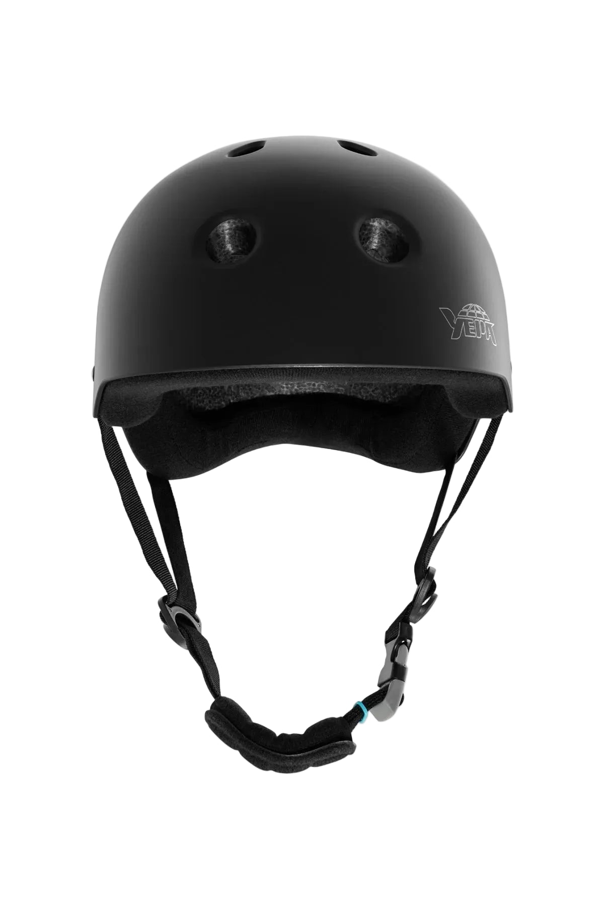Front view of Yepa T-Shell Skate Helmet in matte black shed nine