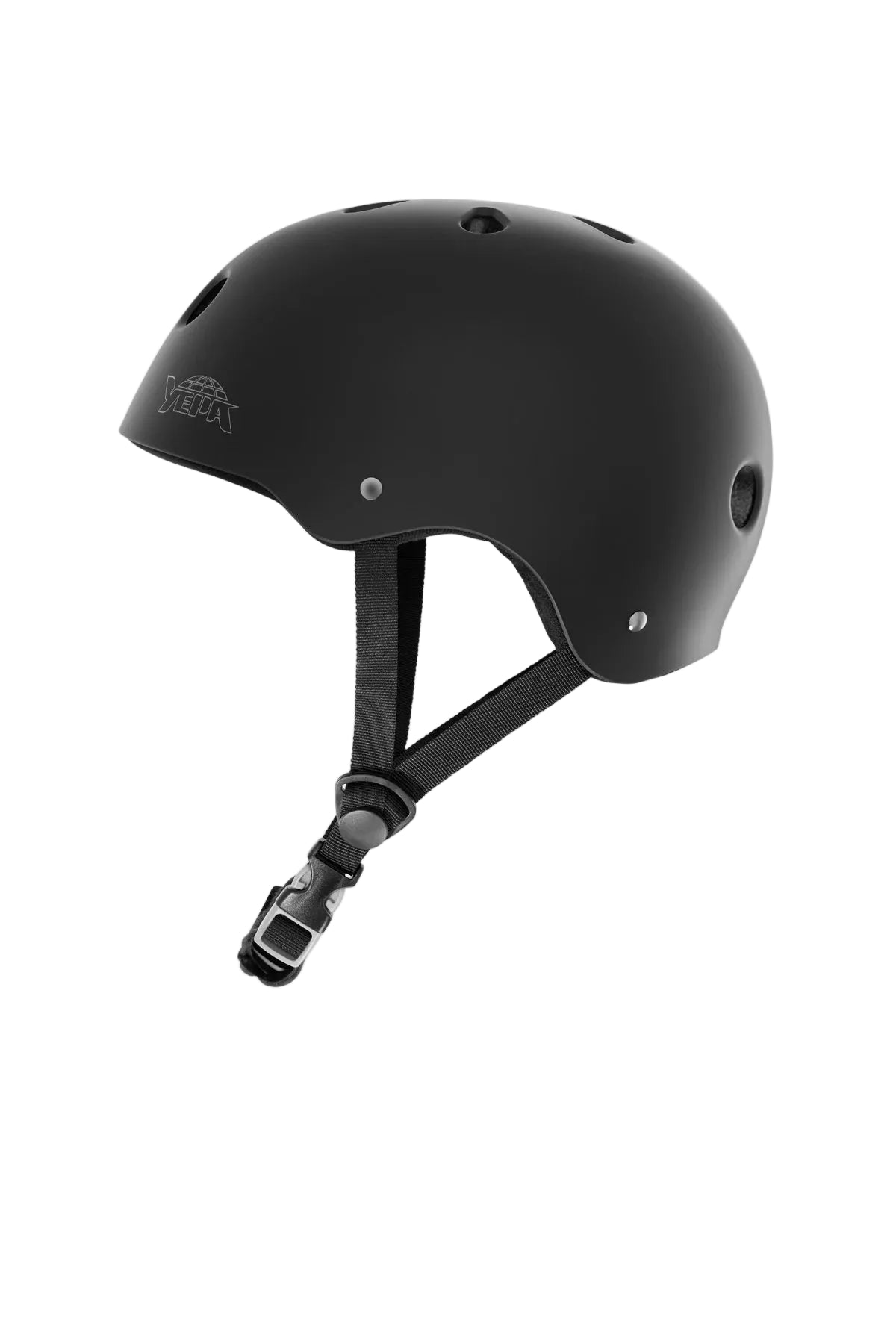 Side profile view of Yepa T-Shell Skate Helmet in matte black shed nine