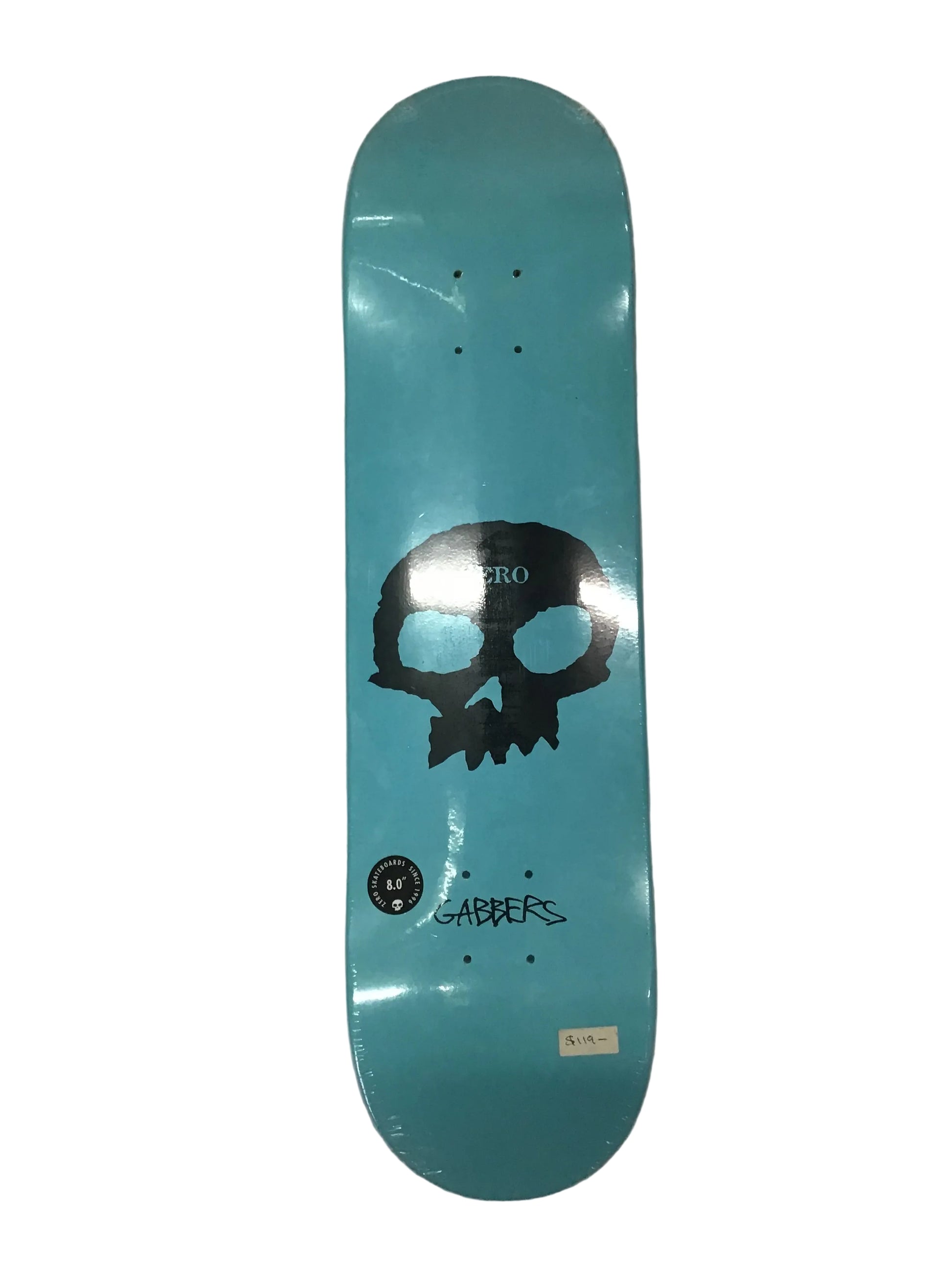 Zero Gabriel Summers Gabbers Signature Skull 8.0 skateboard deck in blue with black skull graphic