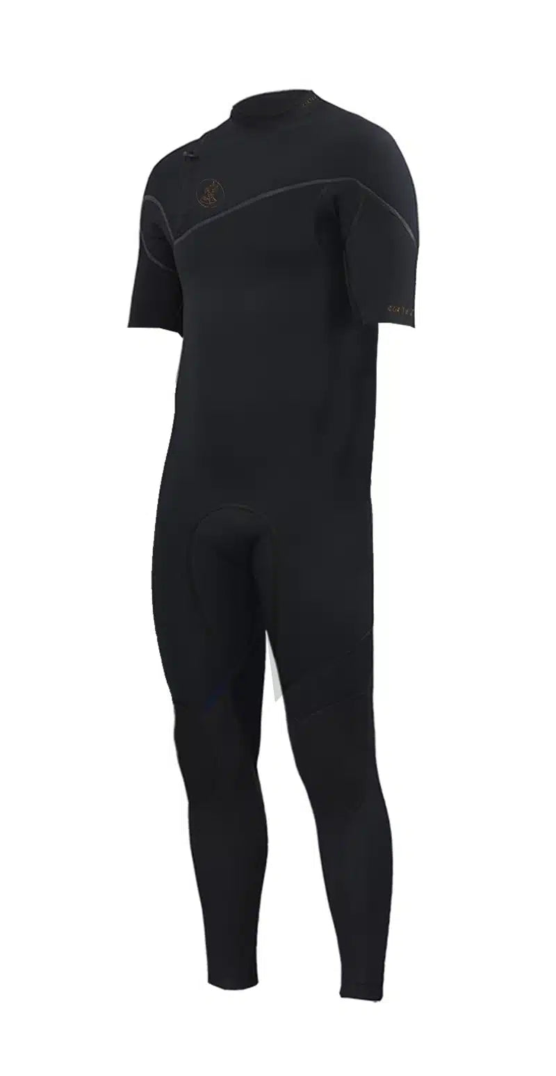 Zion Cortez 2/2 Zipperless Liquid Taped Short Arm Steamer in black front view shed nine