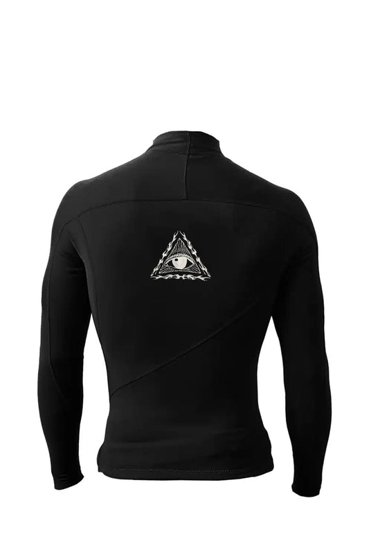 Back view of Zion Wesley 1mm Long Sleeve Wetsuit Vest in Black shed nine