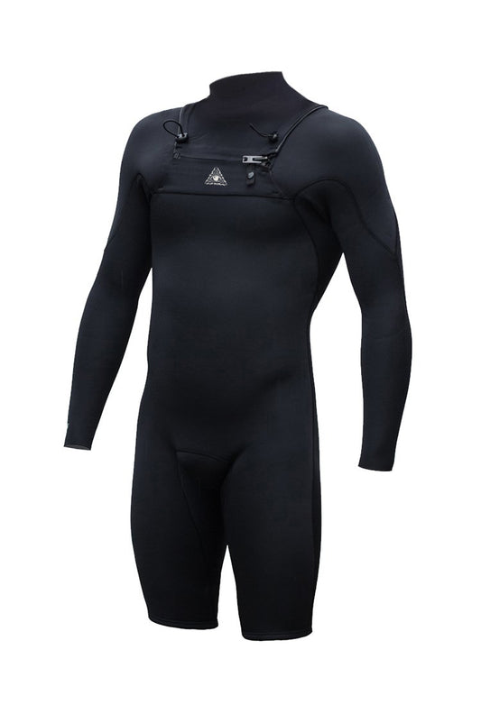 Zion Wesley 2/2mm GBS Long Arm Springsuit Wetsuit in black front view shed nine