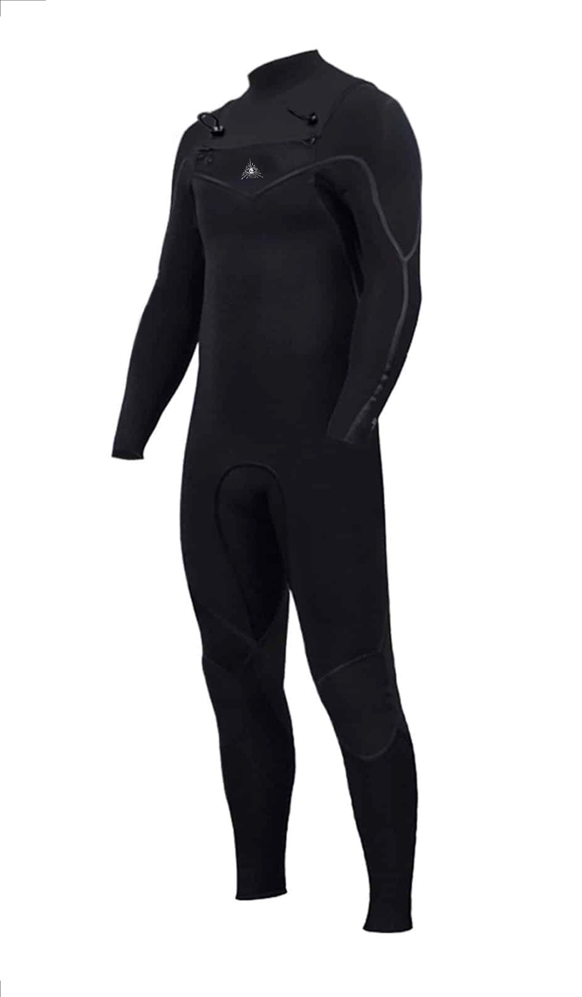 Zion YETI 3/2.5 Chest Zip Steamer Wetsuit in black front angle view shed nine