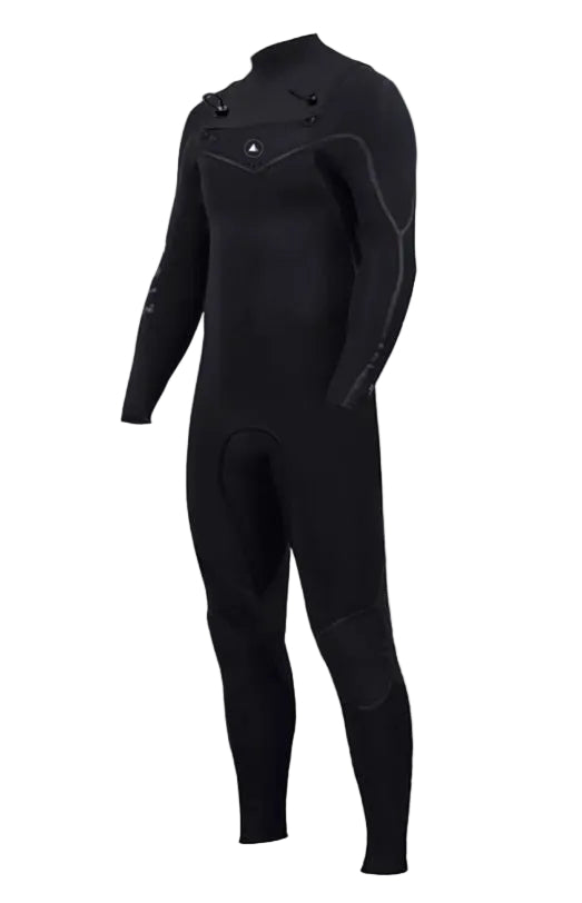 Zion Yeti black 4/3mm cold water chest zip wetsuit front view SHED NINE