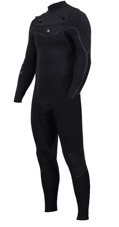 Zion YETI 5/4 Chest Zip Steamer Wetsuit in black front angle view shed nine